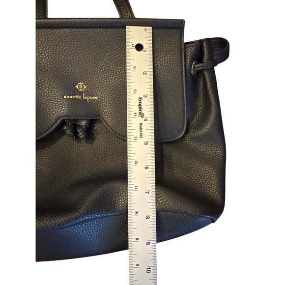 Nanette Lepore Black Faux Leather Backpack Purse Tote Convertible Bag Women's - Picture 9 of 12